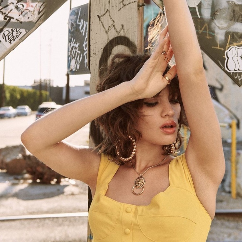 Vanessa Mooney Yellow Corset Top